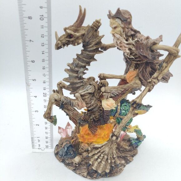 Fantasy Skeleton Bone Dragon Undead Rider Figurine Sculpture Mythical Mediaval - Picture 9 of 12